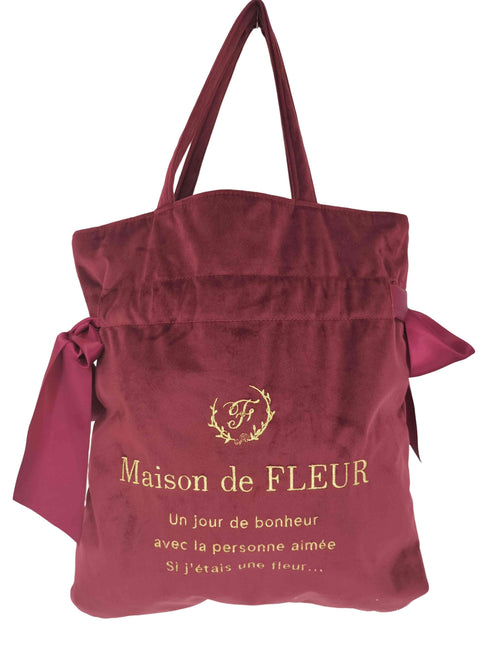 メゾンドフルール Maison de FLEUR サイドリボンベロアトートバッグ レディース