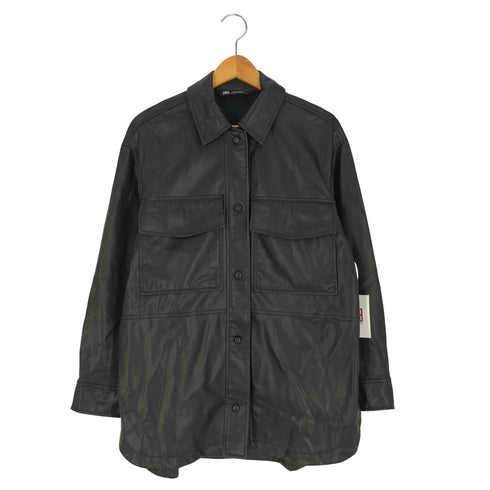 ザラ ZARA フェイクレザー シャツジャケット レディース import:XS