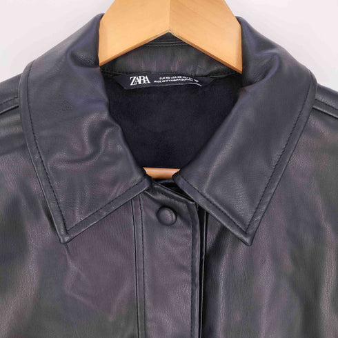 ザラ ZARA フェイクレザー シャツジャケット レディース import:XS