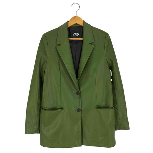 ザラ ZARA フェイクレザー 2B テーラードジャケット レディース import:S