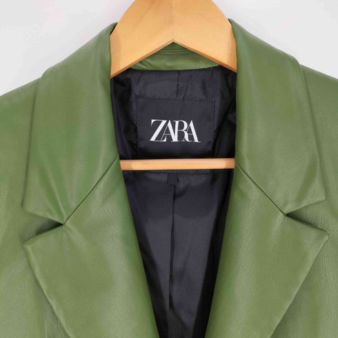 ザラ ZARA フェイクレザー 2B テーラードジャケット レディース import:S