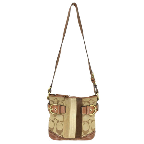 コーチ COACH シグネチャーロゴ ベルトデザイン レザー切替ショルダーバッグ レディース