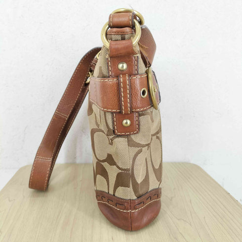 コーチ COACH シグネチャーロゴ ベルトデザイン レザー切替ショルダーバッグ レディース