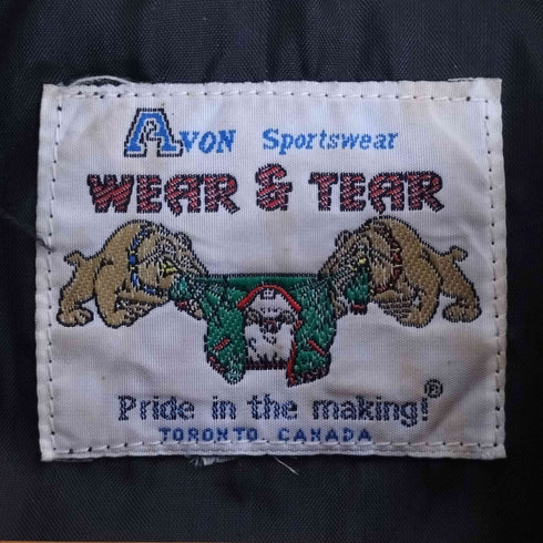 AVON WEAR&TEAR カレッジロゴ ワッペン スタンドカラー レザージャケット メンズ