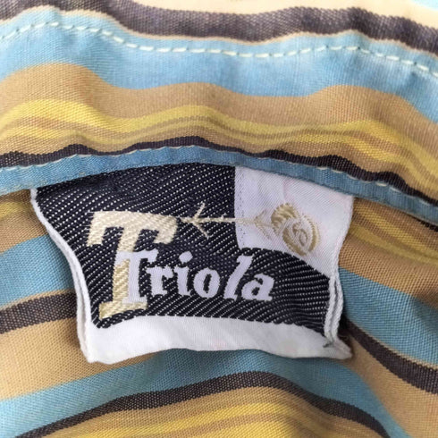TRIOLA 70S 襟芯 ストライプ レギュラーカラーシャツ メンズ