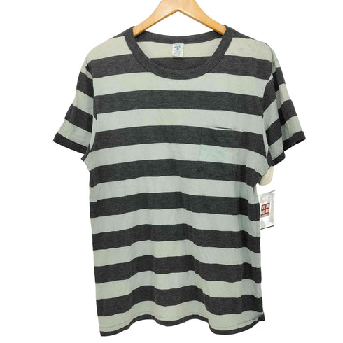 ベルバシーン Velva Sheen ボーダー柄 USA製 ショートスリーブポケットVネックTシャツ メンズ MEDIUM