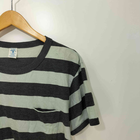 ベルバシーン Velva Sheen ボーダー柄 USA製 ショートスリーブポケットVネックTシャツ メンズ MEDIUM