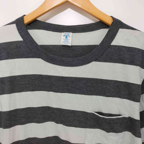 ベルバシーン Velva Sheen ボーダー柄 USA製 ショートスリーブポケットVネックTシャツ メンズ MEDIUM