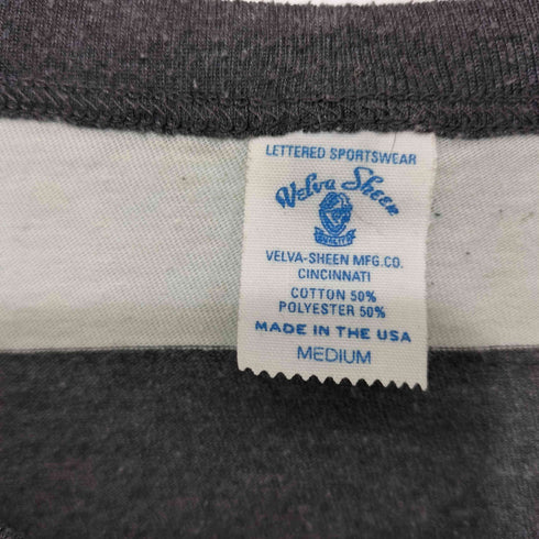 ベルバシーン Velva Sheen ボーダー柄 USA製 ショートスリーブポケットVネックTシャツ メンズ MEDIUM