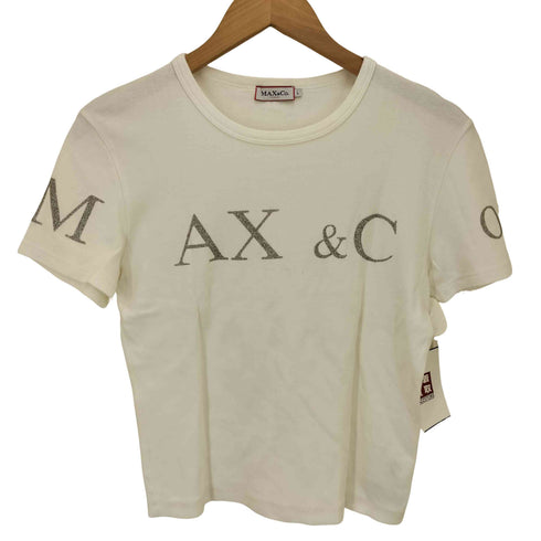マックスアンドコー MAX & CO. ラメ ロゴ プリント S/S クルーネック Tシャツ Y2K レディース import:L