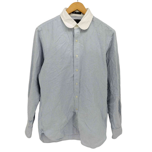 ポロラルフローレン POLO RALPH LAUREN USA製 SLIM FIT 丸襟 裾ポニー ストライプ クレリックシャツ メンズ 15 1/2