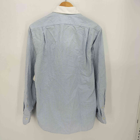 ポロラルフローレン POLO RALPH LAUREN USA製 SLIM FIT 丸襟 裾ポニー ストライプ クレリックシャツ メンズ 15 1/2