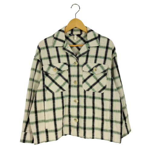 ザラ ZARA チェック クロップド シャツジャケット レディース import:XS