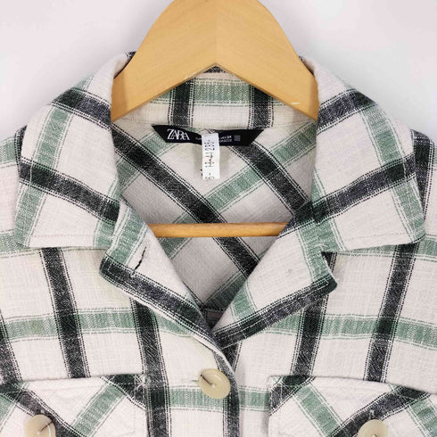 ザラ ZARA チェック クロップド シャツジャケット レディース import:XS