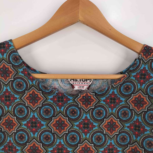 MS.TOPS CALIFORNIA エスニック柄 ボートネック Tシャツ レディース 20W