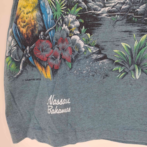ハビタット Habitat 90s USA製 シングルステッチ アニマル 刺繍 プリント Tシャツ メンズ import:S