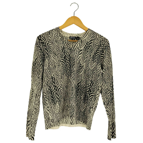 Justcavalli ゼブラ柄 ウールシルク Vネックニット レディース import:M