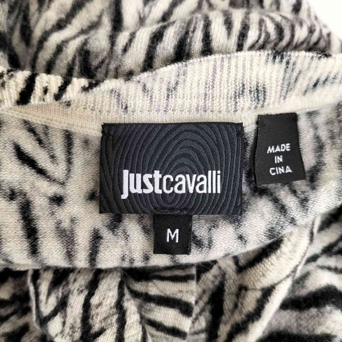 Justcavalli ゼブラ柄 ウールシルク Vネックニット レディース import:M