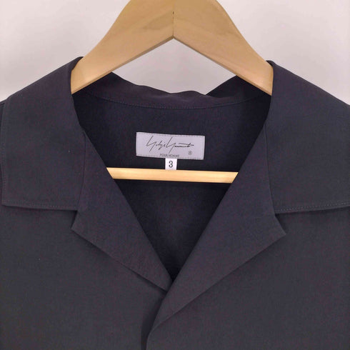 ヨウジヤマモトプールオム Yohji Yamamoto POUR HOMME 24SS トリアセテート ポリ 開襟 オープンカラー S/S ビッグ シャツ メンズ JPN:3