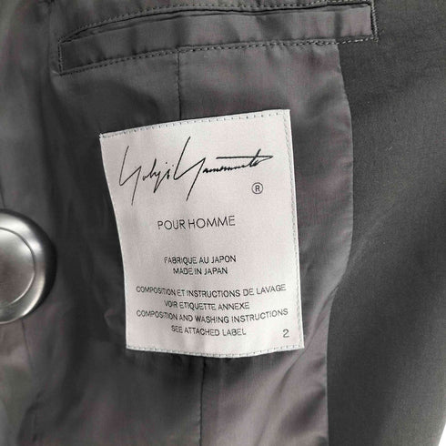 ヨウジヤマモトプールオム Yohji Yamamoto POUR HOMME 24SS COLLARLESS TUXEDO JACKET カラーレス タキシード ジャケット メンズ JPN:2