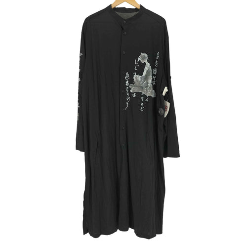 ヨウジヤマモトプールオム Yohji Yamamoto POUR HOMME 25SS C/Ny JERSEY B HANDWRITTEN PRINT LONG BLOUSE ジャージ ハンドリトゥン プリント ロング ブラウス シャツ LOOK-33 メンズ JPN:4