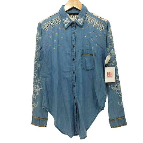 デシグアル Desigual Laila Denim Cutaway Embroidery Shirt レディース import:XS