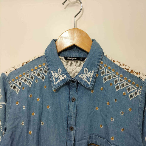 デシグアル Desigual Laila Denim Cutaway Embroidery Shirt レディース import:XS