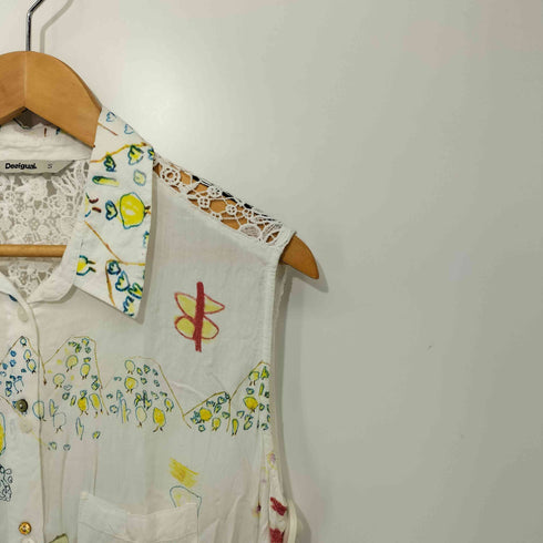 デシグアル Desigual 刺繍ノースリーブブラウス レディース import:S