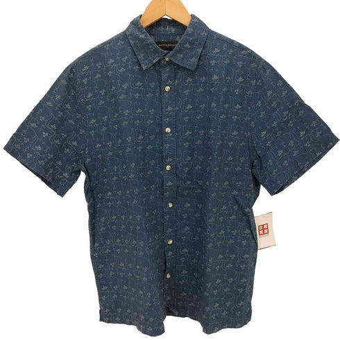 バナナリパブリック BANANA REPUBLIC SS INDIGO レギュラーカラー 総柄 S/S シャツ メンズ import:M