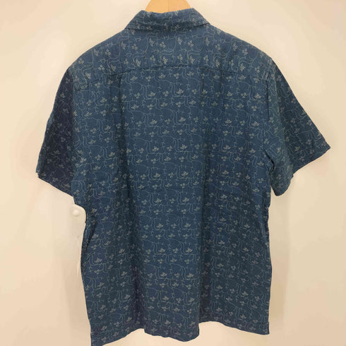 バナナリパブリック BANANA REPUBLIC SS INDIGO レギュラーカラー 総柄 S/S シャツ メンズ import:M