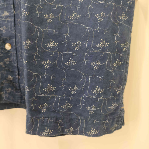 バナナリパブリック BANANA REPUBLIC SS INDIGO レギュラーカラー 総柄 S/S シャツ メンズ import:M