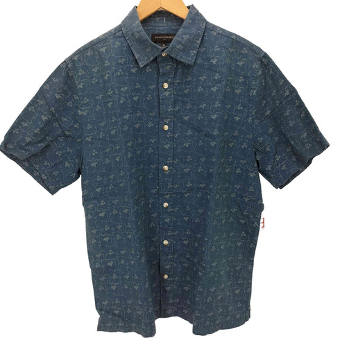 バナナリパブリック BANANA REPUBLIC SS INDIGO レギュラーカラー 総柄 S/S シャツ メンズ import:M