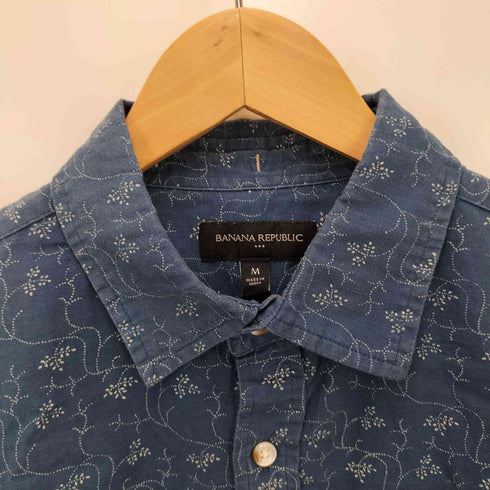 バナナリパブリック BANANA REPUBLIC SS INDIGO レギュラーカラー 総柄 S/S シャツ メンズ import:M