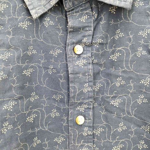 バナナリパブリック BANANA REPUBLIC SS INDIGO レギュラーカラー 総柄 S/S シャツ メンズ import:M