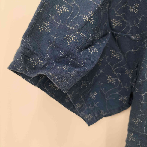バナナリパブリック BANANA REPUBLIC SS INDIGO レギュラーカラー 総柄 S/S シャツ メンズ import:M