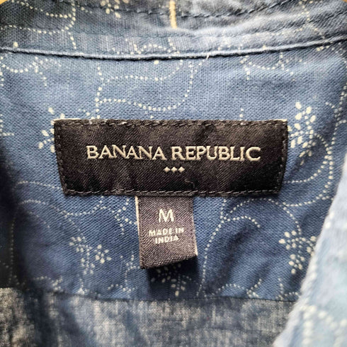 バナナリパブリック BANANA REPUBLIC SS INDIGO レギュラーカラー 総柄 S/S シャツ メンズ import:M
