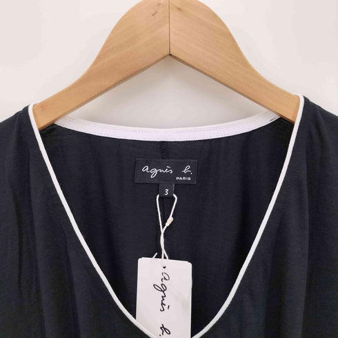 アニエスベー agnes b. リヨセル コットン パイピング Vネック ベルテッド ワンピース レディース 3