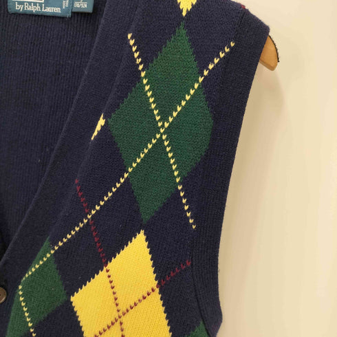 ポロバイラルフローレン Polo by RALPH LAUREN 復刻タグ アーガイル カシミヤ混 コットン ノースリーブ カーディガン メンズ import:S