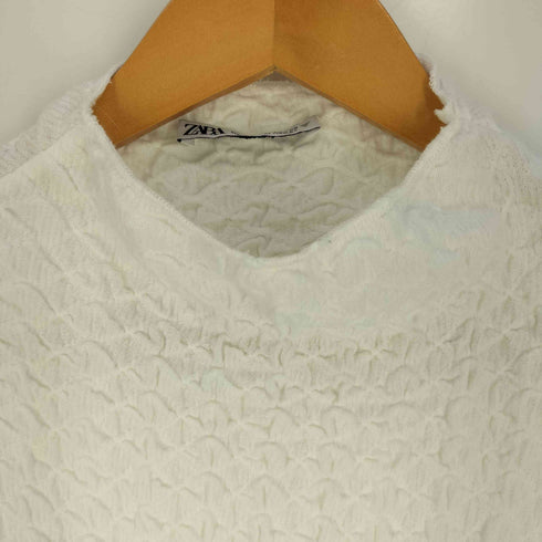ザラ ZARA エンボス生地 ハイネック ロングスリーブTシャツ レディース import:M