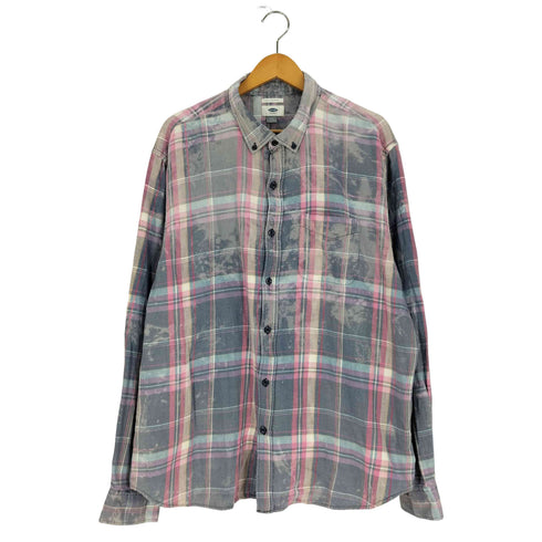 オールドネイビー OLD NAVY ブリーチ加工 チェック ボタンダウン シャツ メンズ import:XXL