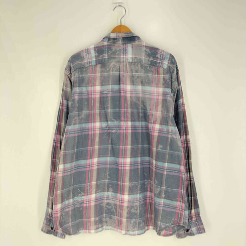 オールドネイビー OLD NAVY ブリーチ加工 チェック ボタンダウン シャツ メンズ import:XXL