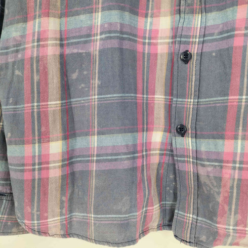 オールドネイビー OLD NAVY ブリーチ加工 チェック ボタンダウン シャツ メンズ import:XXL