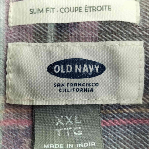 オールドネイビー OLD NAVY ブリーチ加工 チェック ボタンダウン シャツ メンズ import:XXL