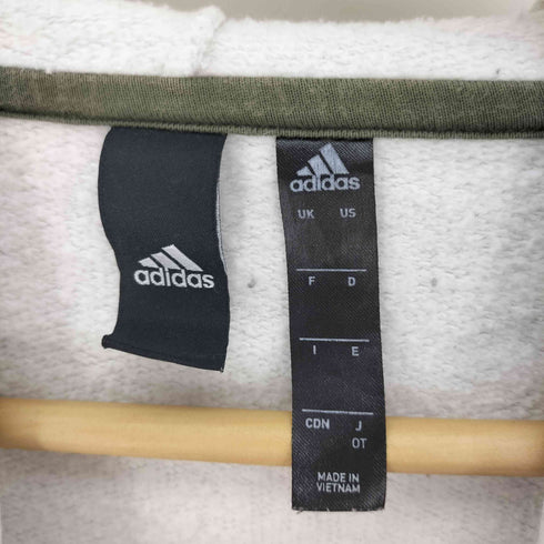 アディダス adidas フロント ロゴ 刺繍 サイドスリット ジップアップ パーカー フーディ レディース OT