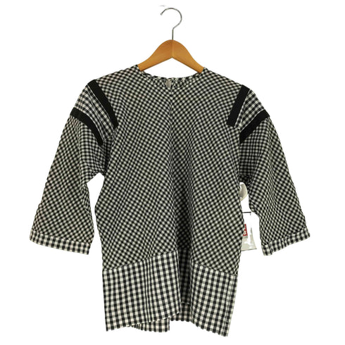 トリココムデギャルソン tricot COMME des GARCONS 切替 ギンガムチェック 七分袖 ブラウス レディース JPN:M