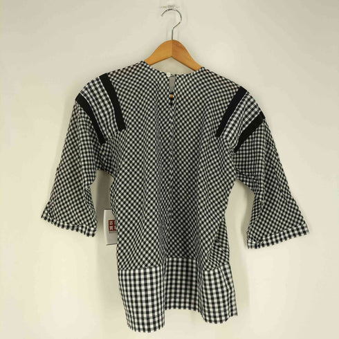 トリココムデギャルソン tricot COMME des GARCONS 切替 ギンガムチェック 七分袖 ブラウス レディース JPN:M