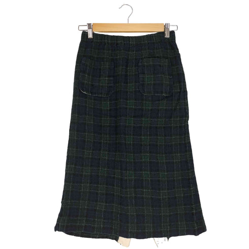 トリココムデギャルソン tricot COMME des GARCONS 縮絨加工 ウール チェック バックスリット スカート レディース