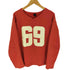 ギャップ Gap 00S Vネック エルボーパッチ 69 プリント プルオーバー カップショルダー ラグビー スウェット トレーナー メンズ import:S