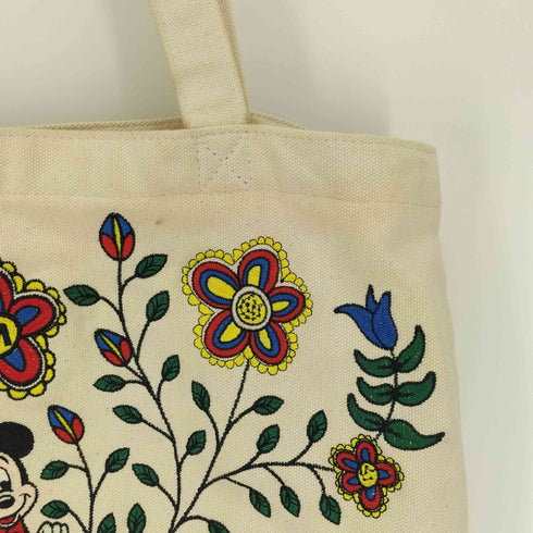 マウジー moussy コラボ キャラクター 花 リーフ 総柄 刺繍 キャンバス トートバック レディース