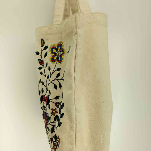 マウジー moussy コラボ キャラクター 花 リーフ 総柄 刺繍 キャンバス トートバック レディース